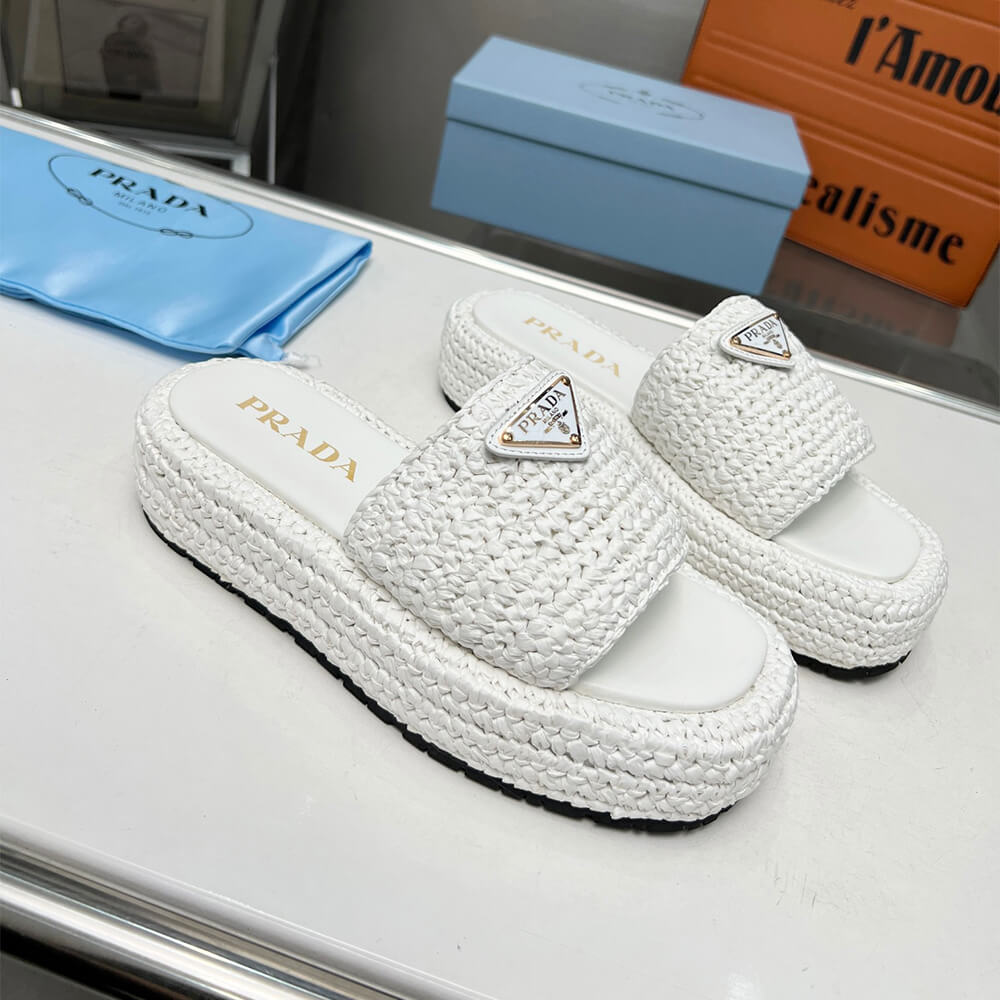PRADA Crochet flatform slides